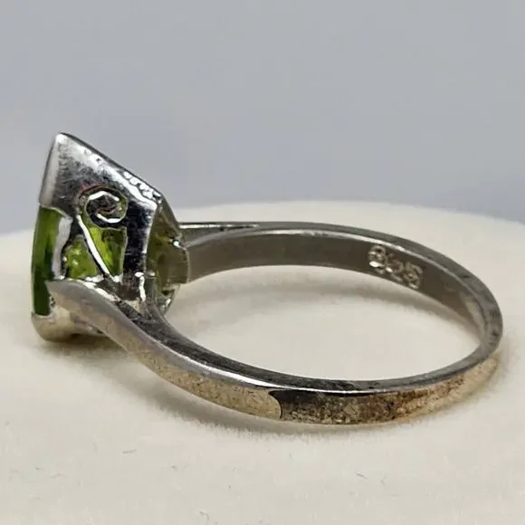 Antique Sterling Silver Green Peridot Size 9.25 Ring - Picture 3 of 8